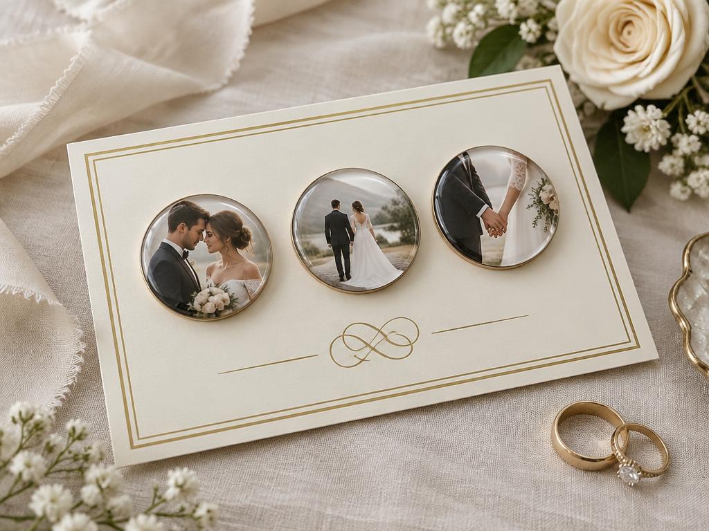 Carte 3 magnets — Initiales mariage — visuel d'illustration